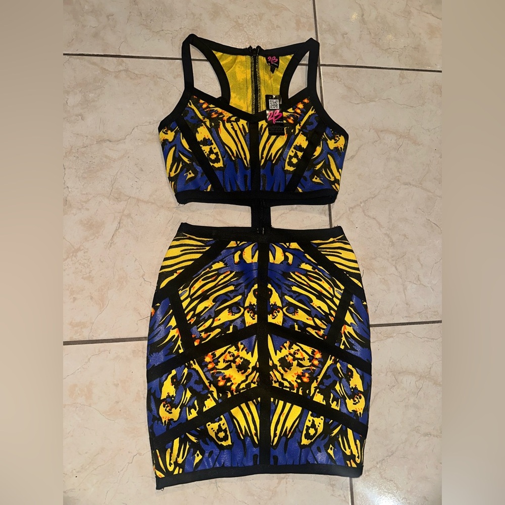 Vibrant Yellow and Blue Women's Dress